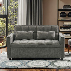 Canapé-<span class=keywords><strong>Lit</strong></span> Pliable JS <span class=keywords><strong>2</strong></span> Places en Tissu avec Chargeur USB et <span class=keywords><strong>2</strong></span> Coussins, Mobilier de Salon Convertible - Product Image 3