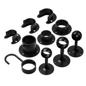 Support mural robuste en acier inoxydable noir pour tringle de placard, support de fixation pour tringle à vêtements et tringle à rideau - Product Image 6