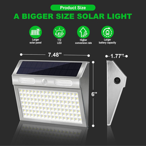 ไฟติดผนังโซลาร์เซลล์กันน้ำ IP65 พร้อมเซ็นเซอร์ตรวจจับความเคลื่อนไหว ไฟ LED สวนกลางแจ้ง แสงสีวอร์มไวท์ สำหรับวิลล่า ลานบ้าน ระเบียง - Product Image 5