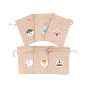 Natural Promoción de <span class=keywords><strong>yute</strong></span> <span class=keywords><strong>Lino</strong></span> Navidad Candy Mini personalizado bolsas de regalo de impresión - Product Image 3