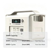 Station d'alimentation portable LiFePO4 2000Wh 200W avec adaptateur solaire et secteur pour camping-car, fourgon électrique, voiture et alimentation de secours