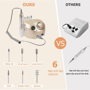Kit de ponceuse à ongles électrique portable 30000 tr/min avec 6 embouts, bandes de ponçage, lime à ongles pour acrylique et gel, poudre à tremper, manucure et pédicure - Product Image 3