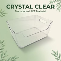 Boîte de rangement pour réfrigérateur transparente sans BPA avec poignée, bac de rangement coulissant pour réfrigérateur