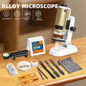 Zhorya Kits de jouets microscope STEM DIY, microscope portable en alliage pour étudiants, ensemble de jouets pour expériences scientifiques pour enfants - Product Image 2