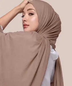 Hot Selling Bamboo Jersey Head Scarf Mini Ribbed Cotton Jersey Scarves Hijab Shawl