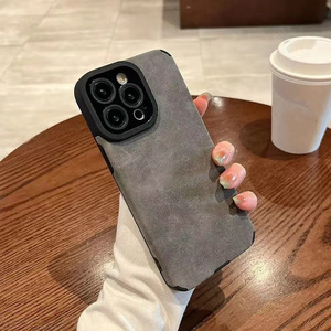 Étui de téléphone fin et simple en similicuir floqué, texture suédée, anti-chute, compatible avec <span class=keywords><strong>Samsung</strong></span> S25/S23 - Product Image 3