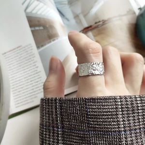 S925 Sterling Silver Wide Irregular Wavy Foil <b>Open</b> <b>Ring</b> For Index Finger Unisex Fashion Jewelry Gift - Product Image 1