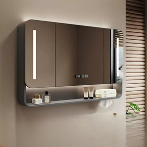 Arc Wall Mounted Bathroom Mirror Cabinet Vanity Mirror with LED <strong>Light</strong> Anti Fog Storage Cabinet Space Saving Bathroom Organizer - Product Image 2