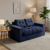 Canapé 2 places en velours côtelé rayé, compressé sous vide, avec dossier capitonné et accoudoirs carrés, siège surdimensionné pour salon et appartement