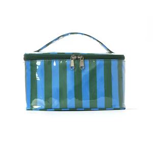 Uionen Custom Striped Glossy <b>Makeup</b> <b>Bag</b> <b>Large</b> Capacity Handheld Cosmetic Pouch Waterproof PVC Travel Toiletry Storage <b>Bag</b> - Product Image 5