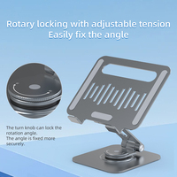 Support pliable en aluminium pour ordinateur portable et tablette, réglable en hauteur et en angle, base rotative à 360°, support de refroidissement pour ordinateur