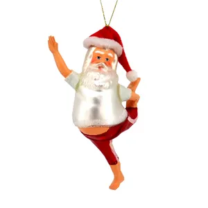 חדש עיצוב בעבודת יד זכוכית ריקודי סנטה אב קישוט לתליית עץ חג המולד קישוט