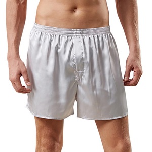 Custom Logo 100% Satijn Zijde Mannen Slaap Shorts Blank Plain Mannen Nachtkleding Sexy Pyjama Bottom Shorts