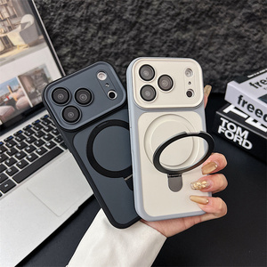 Original Camera frame Glass Magnetic holder Phone case for <b>iPhone</b> 17 16 15 14 Pro Max Frosted <b>stand</b> Converted Bracket Back Cover - Product Image 6