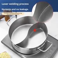 Panci Hot Pot Komersial Double-Boiler Stainless Steel Tanpa Lapisan Kapasitas Besar (4.1L-10L) Desain Las Laser Tidak Perlu Pemanas