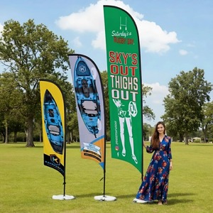 Tùy chỉnh quảng cáo bán buôn bãi biển cờ với ngoài trời sợi thủy tinh lông cờ bao gồm 3.4m cột cờ và nước đầy cơ sở - Product Image 2