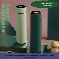 Thermos portable avec affichage de la température, en acier inoxydable 316, isolé sous vide, performance thermique de 6 à 12 heures, pour hommes et femmes
