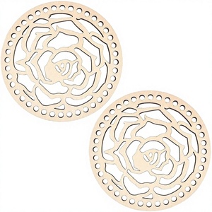 Lot de 2 bases de panier en bois naturel poli de 140 mm pour crochet, fournitures de tissage artisanal DIY, décoration murale pour la maison - Product Image 3