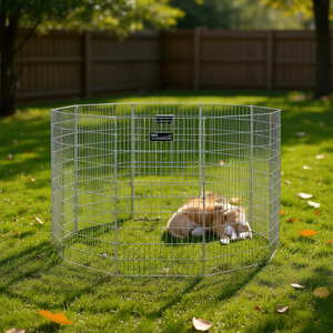 Recinto per Animali da Esterno a 10 Pannelli in Ferro Zincato Argento 21.3x39.4 Pollici - Product Image 2