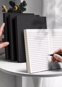 Cuaderno <span class=keywords><strong>de</strong></span> tapa dura A5 ultra grueso, 128 hojas, cubierta negra, líneas horizontales impresas, encuadernación térmica, estilo <span class=keywords><strong>diario</strong></span> en blanco - Product Image 6