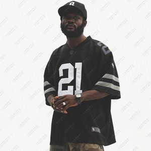 Ropa de calle de poliéster/tela de algodón, apliques bordados, camiseta de fútbol de gran tamaño personalizada para hombres, malla en blanco, estampado de animales Vintage - Product Image 1