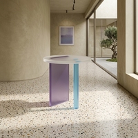 Moderner Minimalistischer Mattierter Acryl-Couchtisch Runder Robuster Kleiner Beistelltisch für Wohnzimmer Apartment-Dekoration