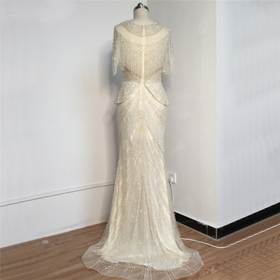 Summer ladies fringed luxury noble dresses temperament fishtail self-cultivation annual meeting banquet host dress women