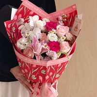 Kertas Pembungkus Bunga Motif Tulip Vintage Dengan Slogan, Bahan Pembungkus Buket Bunga, Kemasan Hadiah Florist Grosir