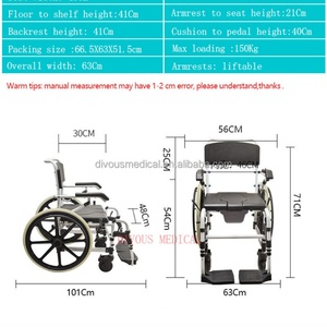 New Multi-function Lightweight Foldable Manual Commode Wheelchair Elderly Toilet <b>Shower</b> <b>Chair</b> for Disabled - Product Image 6