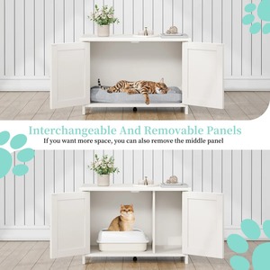 Современный кошачий туалет-шкаф с двойными дверцами и контролем запаха, скрытый лоток для кошек, приставной столик для домашних кошек - Product Image 3