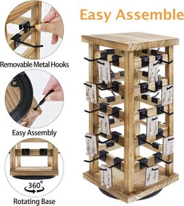 Custom Wooden <b>Rotating</b> Earings Jewelry <b>Display</b> <b>Stand</b> with 42 Hooks - Product Image 3