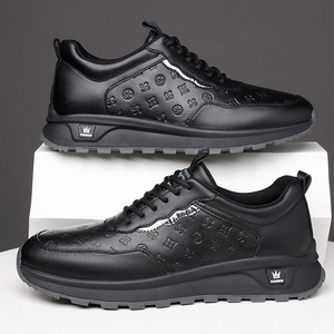 Baskets décontractées blanches pour hommes, chaussures de sport en cuir à lacets et semelle épaisse pour les loisirs 9579 - Product Image 4