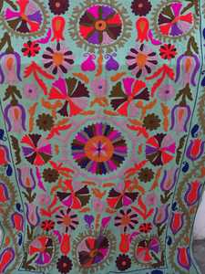 Couverture en coton Suzani brodée, drap de lit, couvre-lit, tapis mural Suzani ouzbek, décoration bohème pour la maison - Product Image 5
