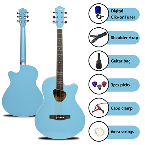 40 inch người mới bắt đầu <span class=keywords><strong>Guitar</strong></span> Picks âm thanh lỗ thiết kế Acoustic <span class=keywords><strong>Guitar</strong></span> gói với các phụ kiện (túi, tuner,capo. Strings, Picks, dây đeo) - Product Image 2