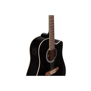 Guitares EKO - Guitare CW EQ noire avec table, dos et flancs en épicéa, manche en Okoume et touche en Roupana d'Amérique du Sud - Product Image 3