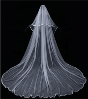 Voile de mariée cathédrale longue à deux couches en satin simple Feishiluo pour femmes, avec peigne et voile facial