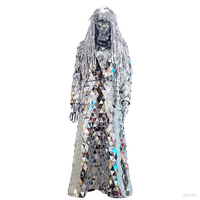 Argent échasses Walker Miroir Costume pour Performance DJ Cosplay Femme Spectacle Danse Fête Carnaval Halloween Noël Miroir Costume