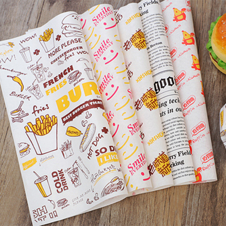 Printed Food Safe Grade Burger Paper Sheets Greaseproof Deli Paper Sandwich Wrapping Wholesale