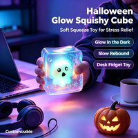 Jouet à presser en TPR en forme de cube de glace à la maltose qui brille dans le noir, cube souple à rebond lent, jouet de décompression amusant pour la fête d'Halloween, cadeau de vacances