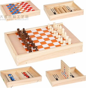 ألعاب خشبية محمولة 5 في 1 ألعاب الشطرنج لعبة الداما سريعة حبال هوك إغلاق مربع تيك تاك تو ألعاب للأطفال اللعب السفر - Product Image 1