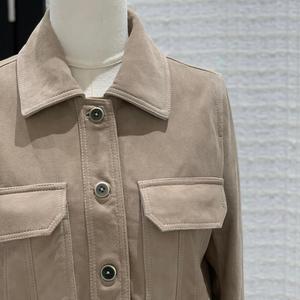 Veste en cuir véritable pour femme, en daim de mouton véritable, style vintage, veste courte pour femme - Product Image 4