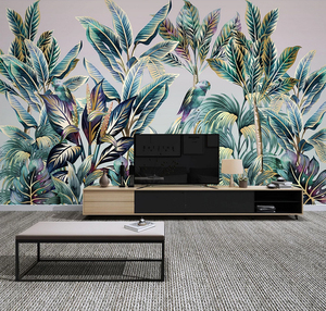 Mural de panel de pared de papel tapiz de planta tropical impreso en 3D Mural de bosque lluvioso bohemio para comedor - Product Image 4