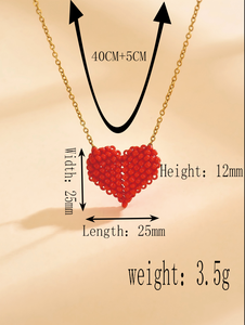 Nuova Collana 2026 per la Festa della Mamma, Ciondolo a Cuore Rosa in Acciaio Inox Intrecciato a Mano con Perline Miyuki - Product Image 6