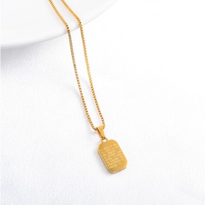 Pendentif carré noir avec chaîne, collier minimaliste en acier inoxydable pour femmes, collier plaqué or avec rallonge, bijoux - Product Image 2