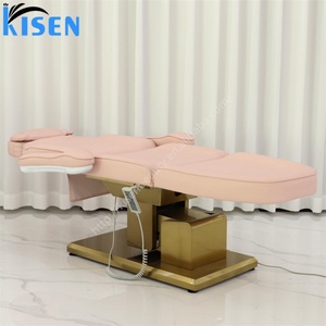 Kisen Beauty Bed 3 Motors Customized Body <b>Table</b> Lash Chair Electric Adjustable Bed with Gold Base and Remote - Product Image 3