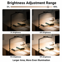 Lampe de bureau LED à intensité tactile/contrôle des couleurs, CRI95, pliable, en métal, anti-éblouissement, protection oculaire AC pour étudiants, chambres et bureaux