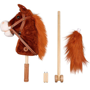 B269 <span class=keywords><strong>Caballo</strong></span> de palo de peluche con ruedas de madera Sonidos de galope de <span class=keywords><strong>relincho</strong></span> real Animal de juguete en un palo Proporciona diversión Juego de simulación <span class=keywords><strong>Caballo</strong></span> de juguete - Product Image 1