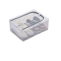 Boîte de rangement à chaussures pliable rectangulaire en tissu transparent Nexus Household, capacité 18L, empilable, double compartiment, avec couvercle