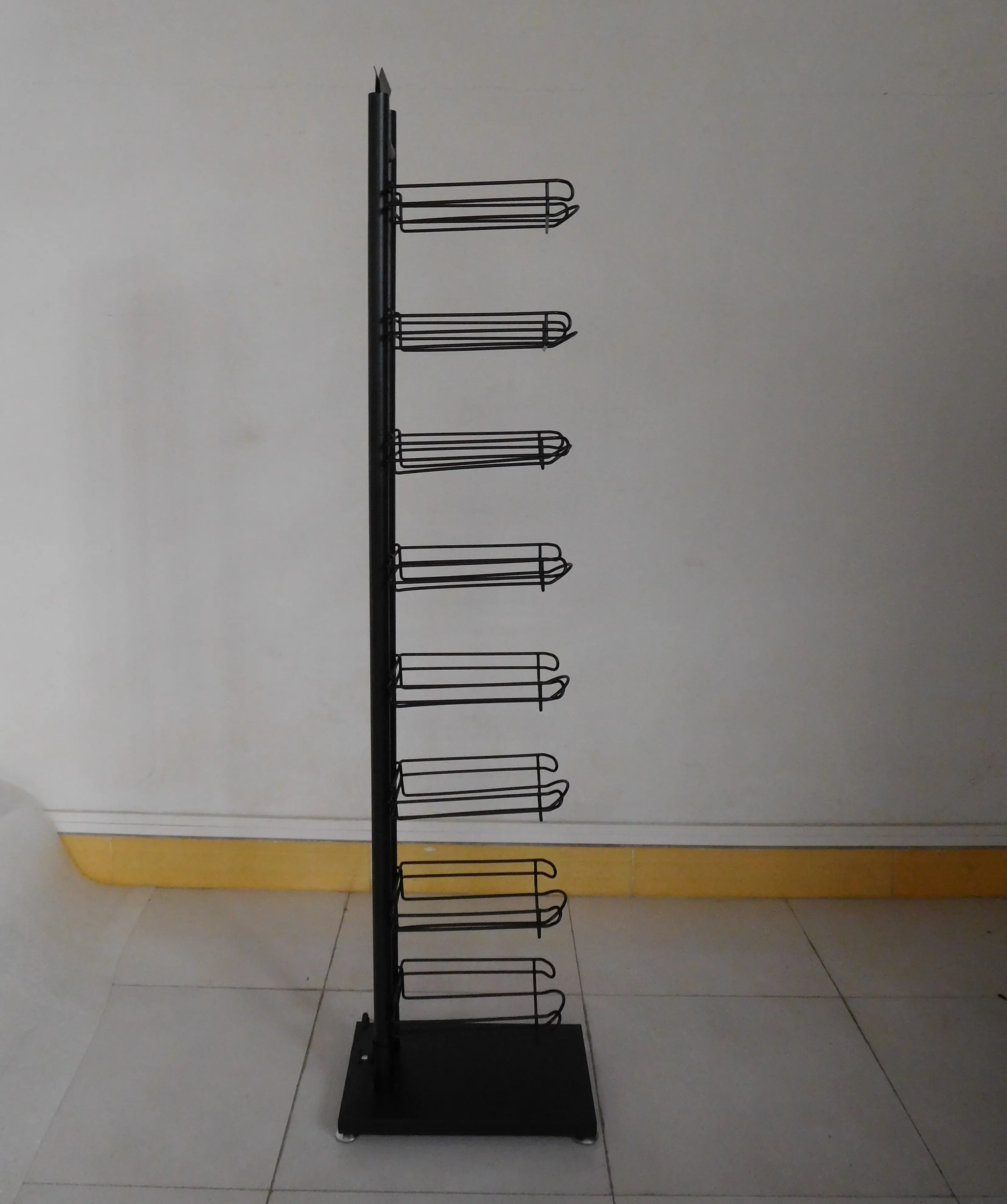 Floor Standing Hat Display Rack with 8 trays baskets straight model hat display stand