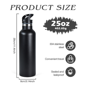 Borraccia Sportiva Nera e Oro da 25oz Senza BPA, Esterno Anti-Sudore, Acciaio Inossidabile Premium 18/8 per Alimenti, Bottiglia d'Acqua a Doppio Lato - Product Image 5